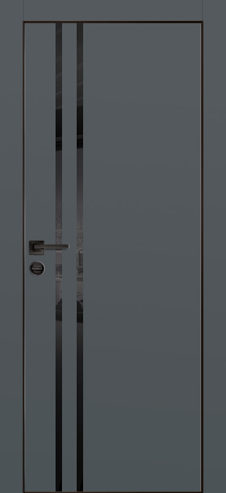 Межкомнатная дверь PX-11  черная кромка с 4-х ст. Графит матовый