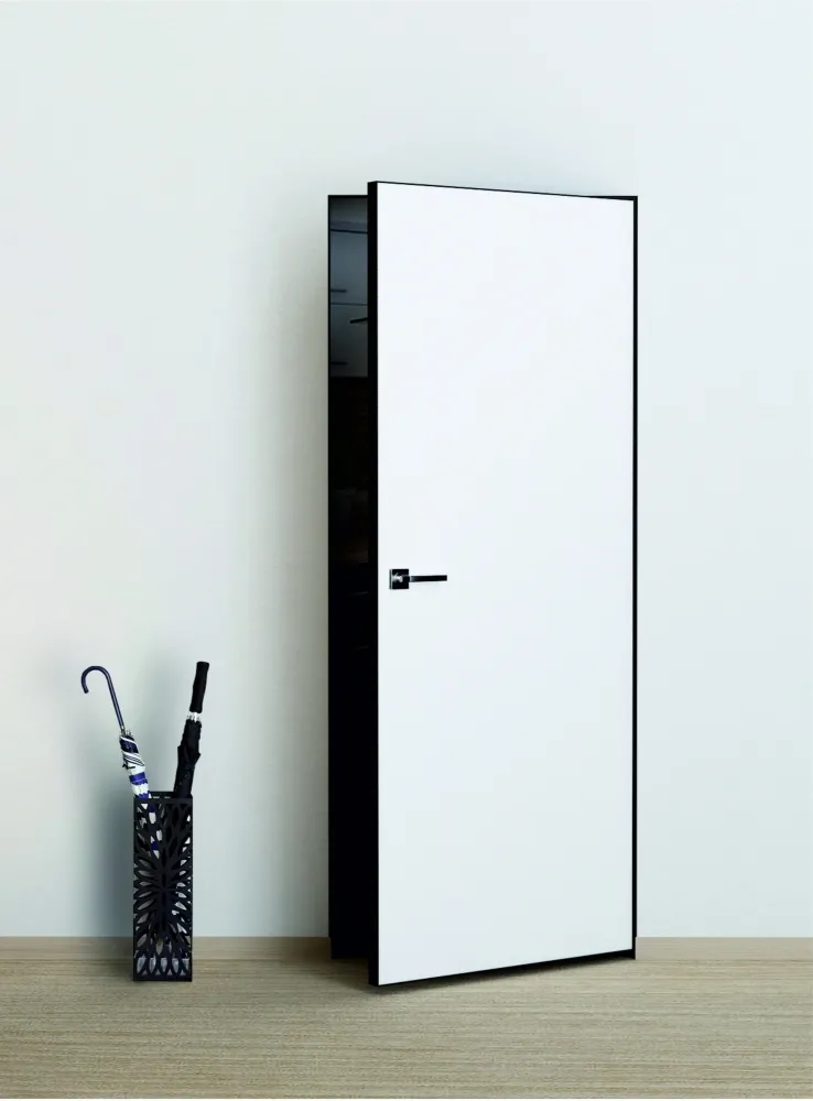 Межкомнатная дверь PХ-0 Invisible кромка AL черная с 4-х сторон белый грунт